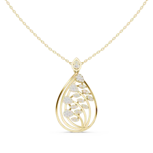 Luminary Round Pavé-Set Teardrop Silhouette Pendant