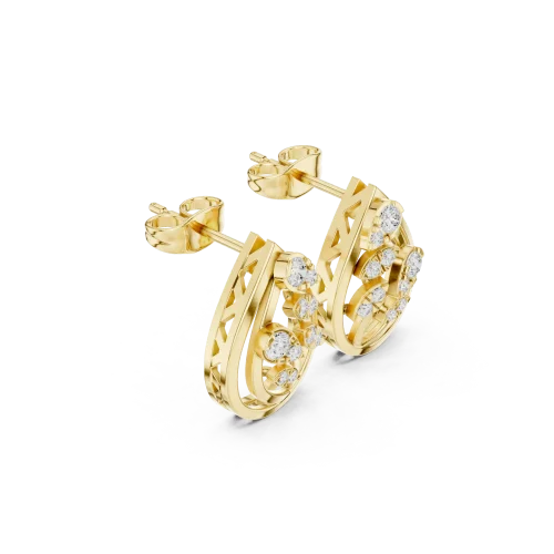 Ethereal Silhouette Round Pavé-Set Minimalist Stud Earrings