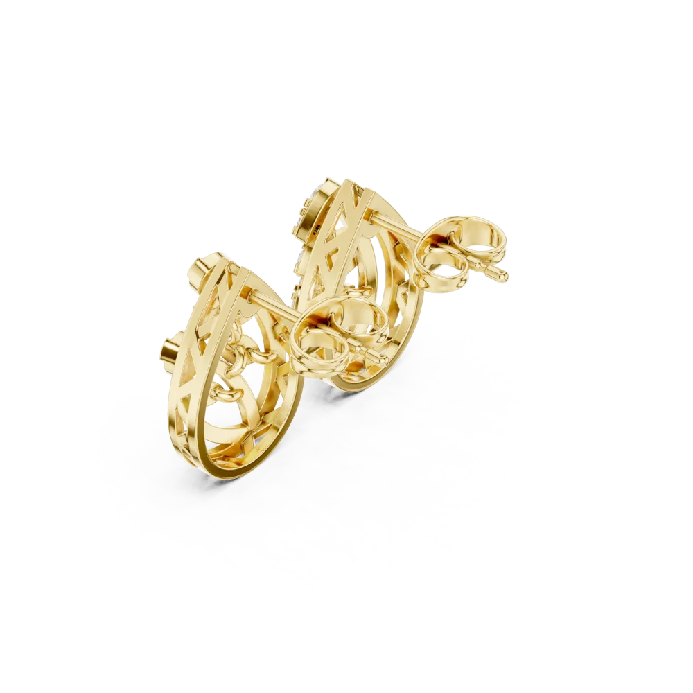 Ethereal Silhouette Round Pavé-Set Minimalist Stud Earrings - Image 3