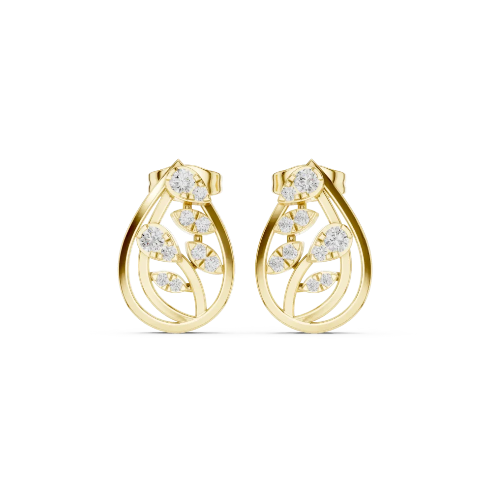 Ethereal Silhouette Round Pavé-Set Minimalist Stud Earrings - Image 2