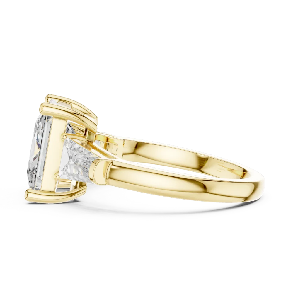 Symmetry Princess and Baguette Architectural Three-Stone Ring - Image 4