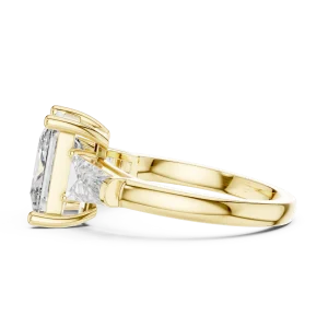 Symmetry Princess and Baguette Architectural Three-Stone Ring - Image 4