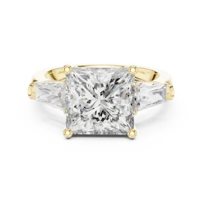 Symmetry Princess and Baguette Architectural Three-Stone Ring - Image 2