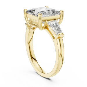 Symmetry Princess and Baguette Architectural Three-Stone Ring - Image 3
