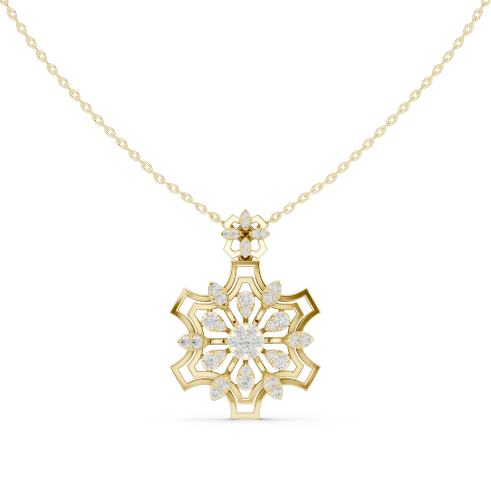 Experience radiant elegance with this starburst DIAMEUR diamond pendant. Expertly crafted for maximum brilliance and modern style. Shop yours today.
