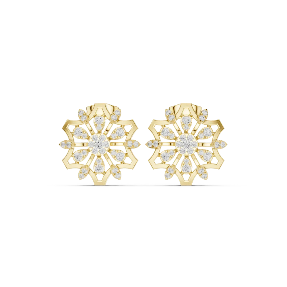 Luminary Geometric Starburst Round Brilliant Stud Earrings - Image 2