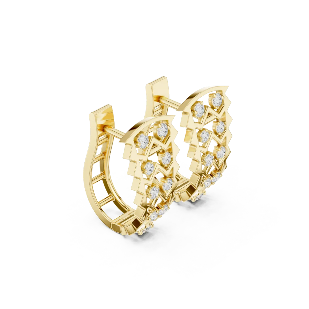 Discover the radiant allure of these geometric hoop earrings, featuring exquisite DIAMEUR lab-grown diamonds. Elevate your style and shop today.