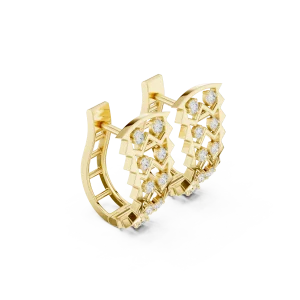Geometric Symmetry Round Brilliant Pavé-Set Hoop Earrings