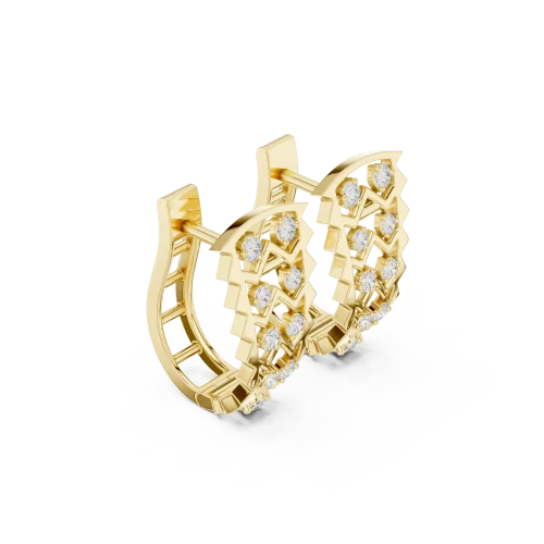 Geometric Symmetry Round Brilliant Pavé-Set Hoop Earrings
