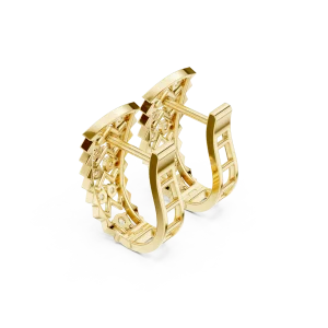 Geometric Symmetry Round Brilliant Pavé-Set Hoop Earrings - Image 3