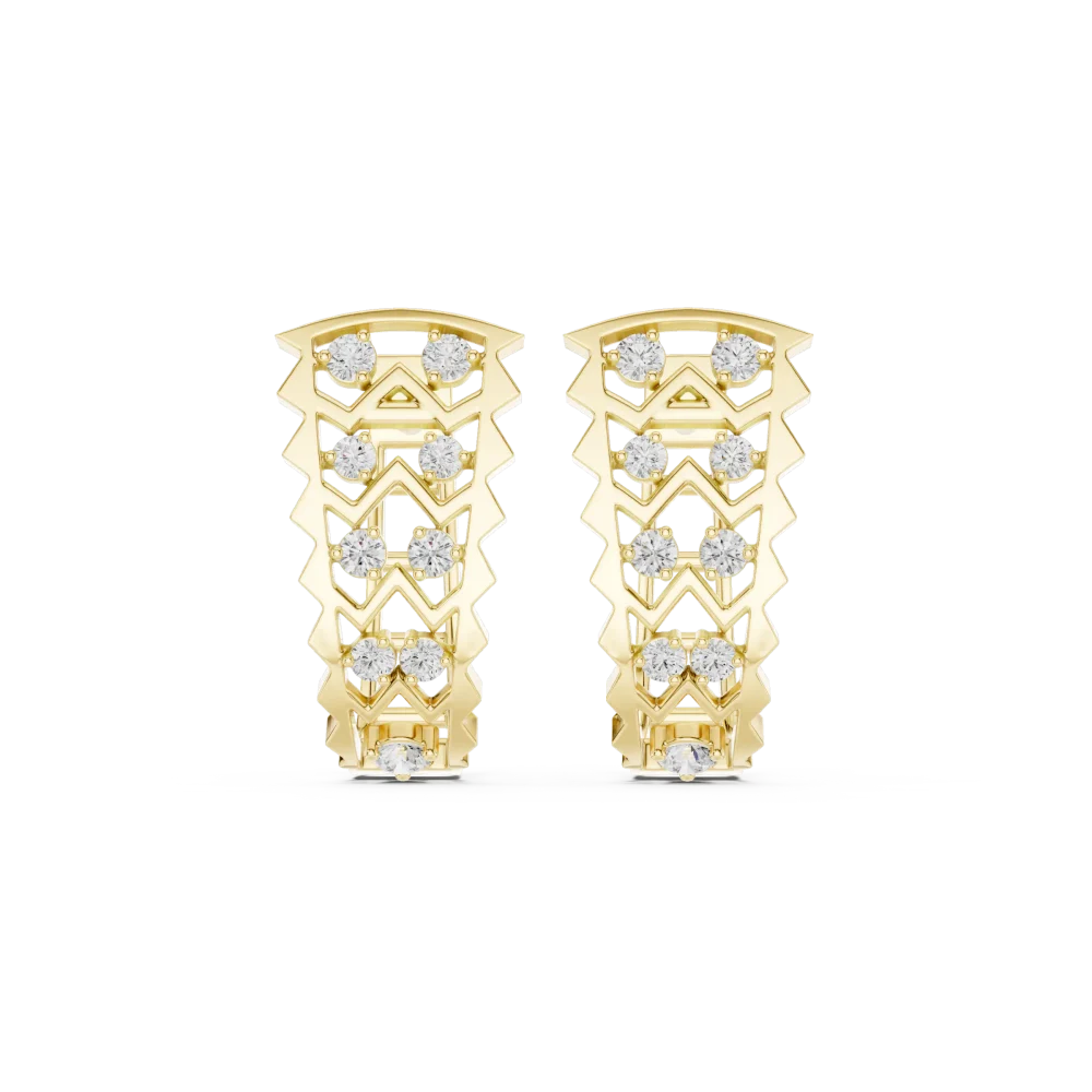 Geometric Symmetry Round Brilliant Pavé-Set Hoop Earrings - Image 2