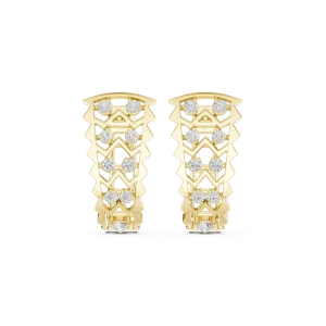 Geometric Symmetry Round Brilliant Pavé-Set Hoop Earrings - Image 2