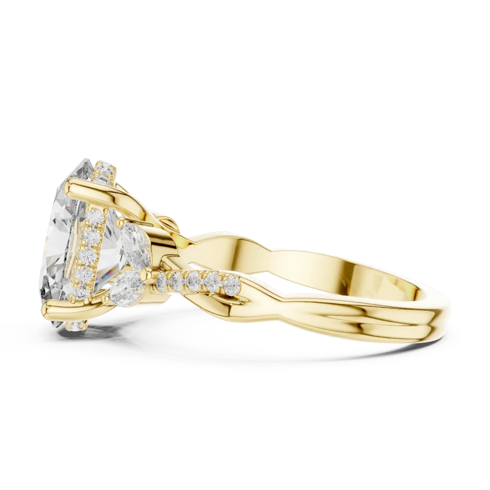 Ethereal Oval Cut Marquise Accented Solitaire Ring - Image 4