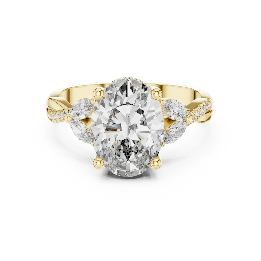 Ethereal Oval Cut Marquise Accented Solitaire Ring - Image 2