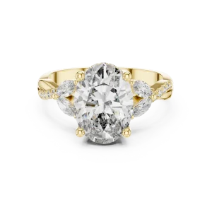 Ethereal Oval Cut Marquise Accented Solitaire Ring - Image 2