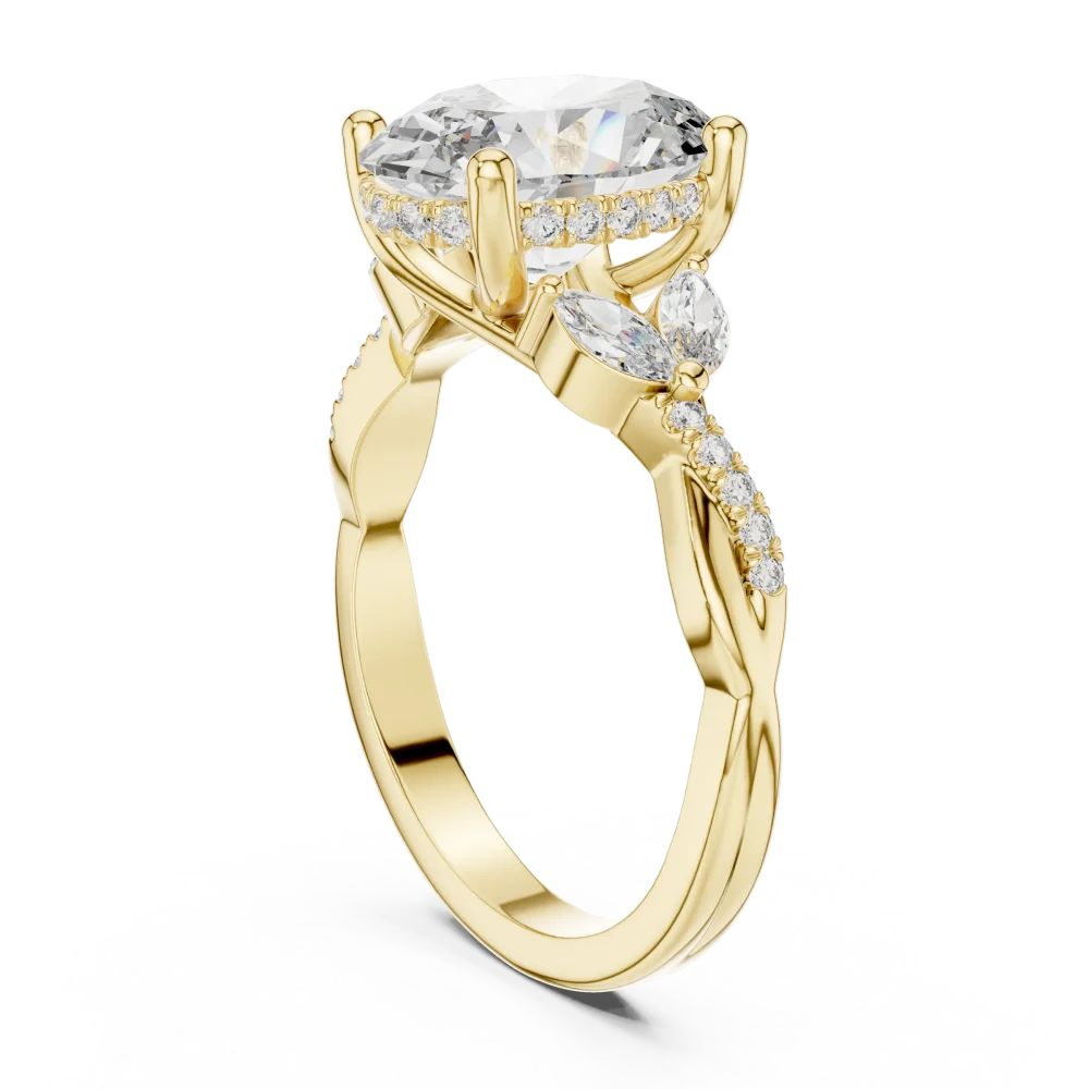 Ethereal Oval Cut Marquise Accented Solitaire Ring - Image 3