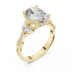 Ethereal Oval Cut Marquise Accented Solitaire Ring