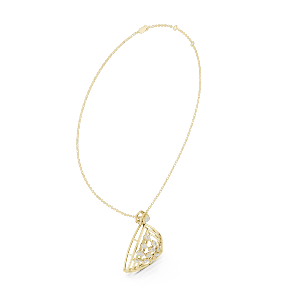 Architectural Round Brilliant Cascading Pavé Frame Pendant - Image 2