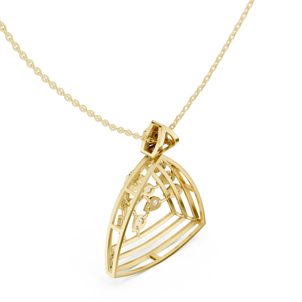 Architectural Round Brilliant Cascading Pavé Frame Pendant - Image 3