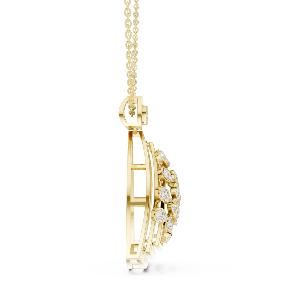 Architectural Round Brilliant Cascading Pavé Frame Pendant - Image 4