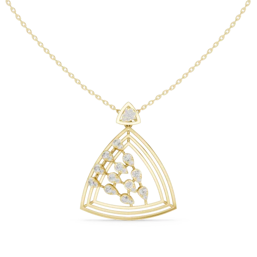 Architectural Round Brilliant Cascading Pavé Frame Pendant