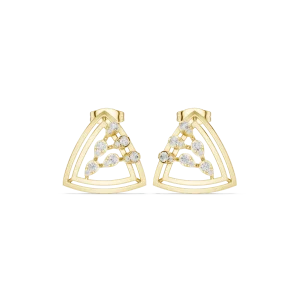 Geometric Symmetry Round Brilliant Pavé-Set Stud Earrings - Image 2