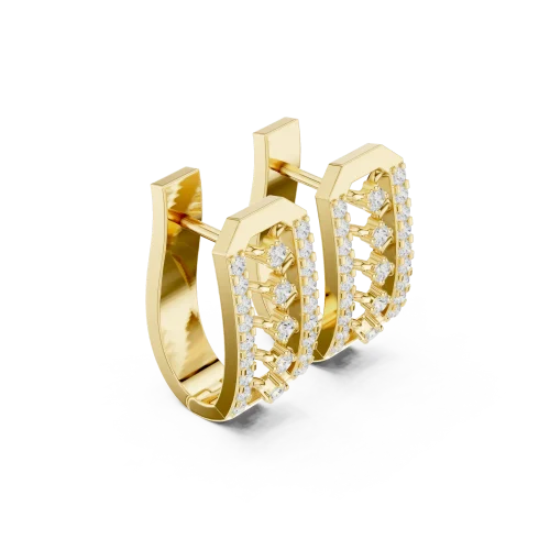 Symmetry Pavilion Round Diamond Geometric Stud Earrings