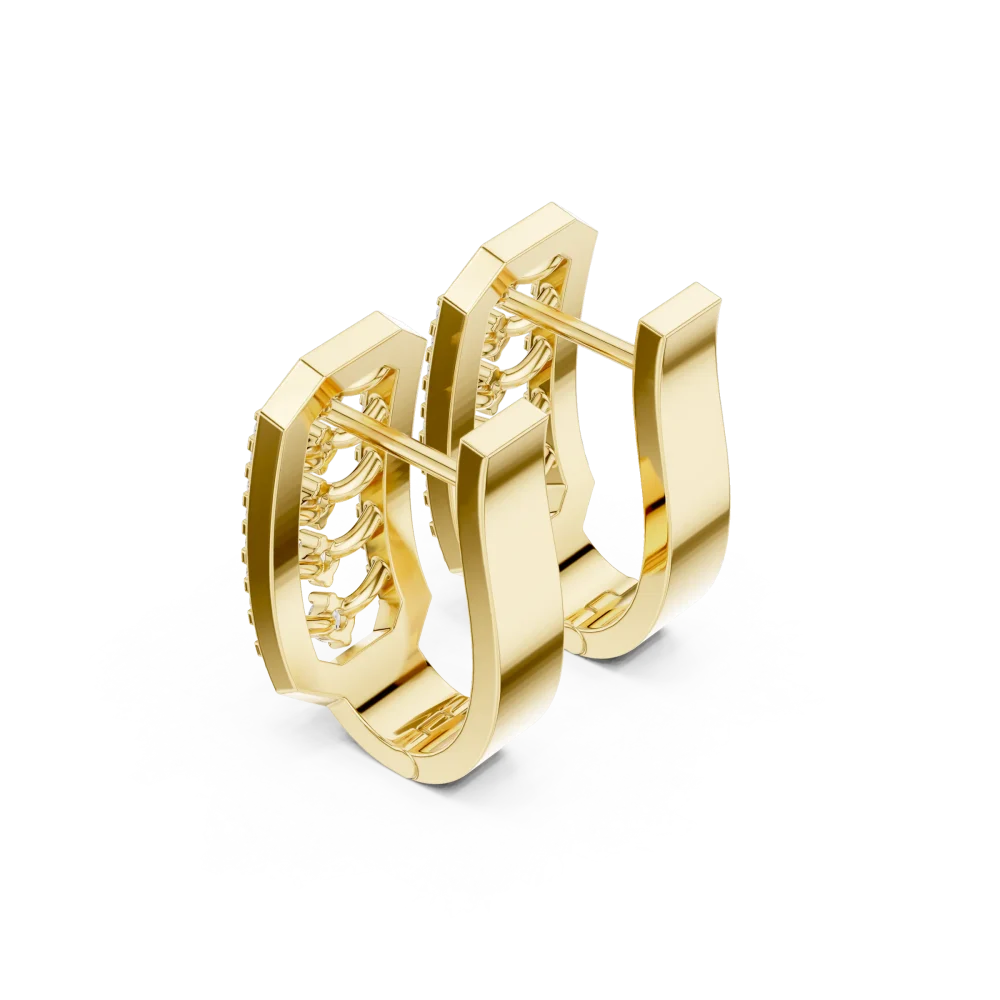 Symmetry Pavilion Round Diamond Geometric Stud Earrings - Image 3