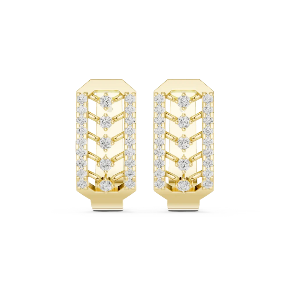 Symmetry Pavilion Round Diamond Geometric Stud Earrings - Image 2