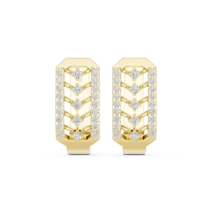 Symmetry Pavilion Round Diamond Geometric Stud Earrings - Image 2