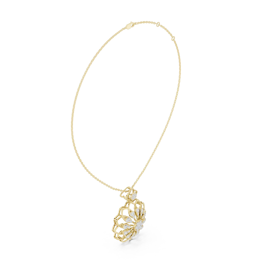 Luminary Round Brilliant Floral Silhouette Pendant - Image 2