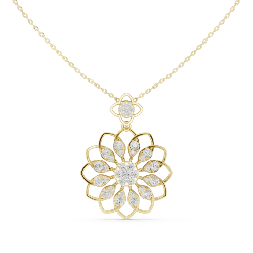Luminary Round Brilliant Floral Silhouette Pendant