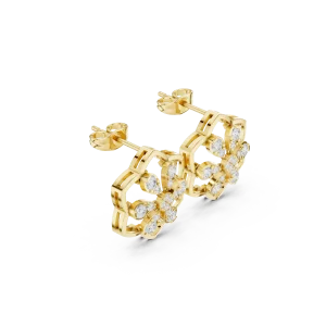 Luminary Pear and Round Floral Geometric Stud Earrings