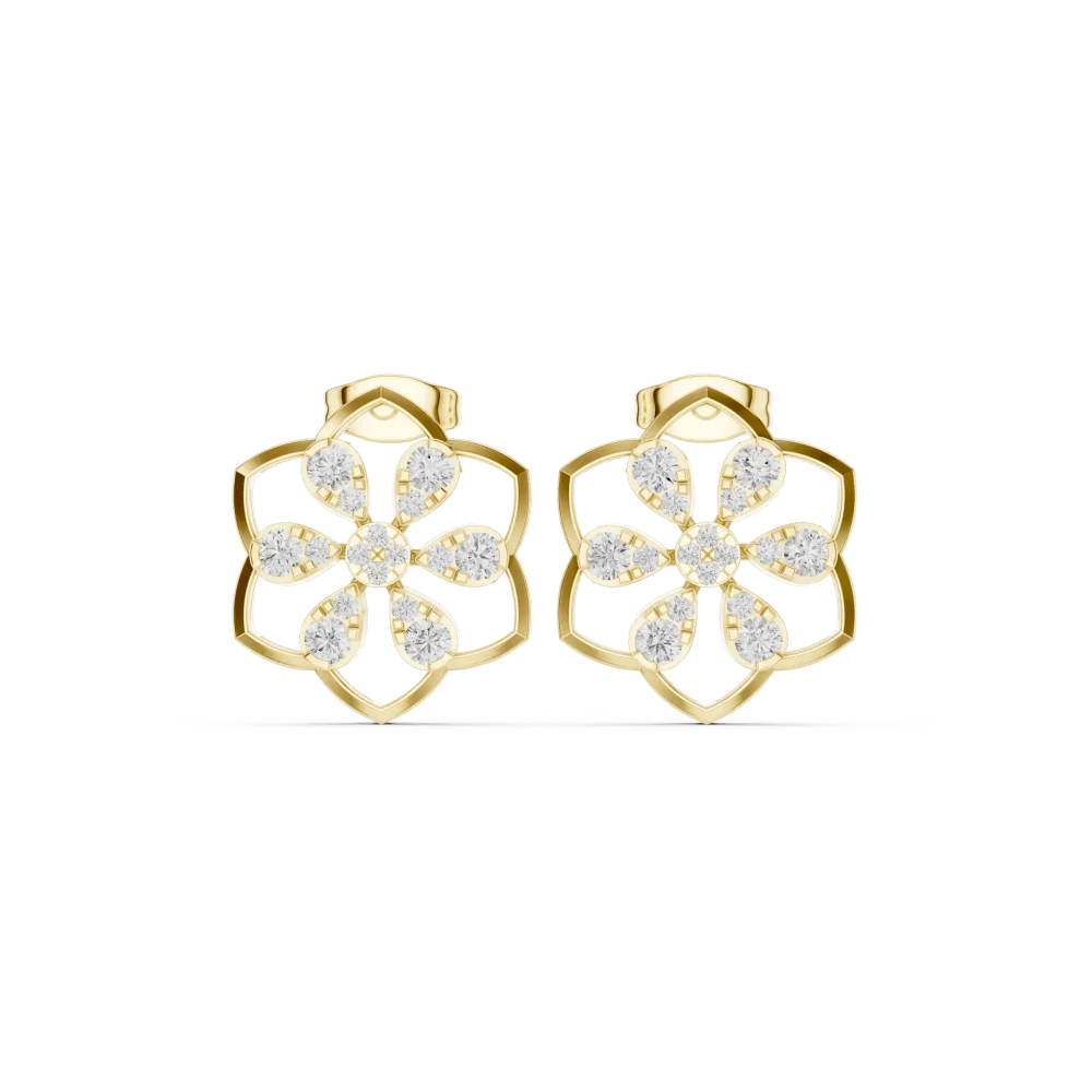 Luminary Pear and Round Floral Geometric Stud Earrings - Image 2