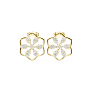 Luminary Pear and Round Floral Geometric Stud Earrings - Image 2
