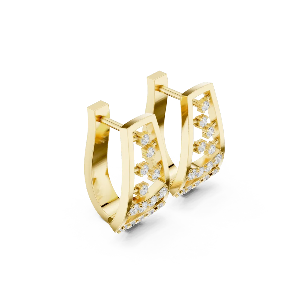 Elevate your ensemble with these modern geometric stud earrings, featuring brilliant lab-grown DIAMEUR diamonds. Experience sustainable luxury today.