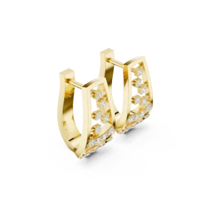 Geometric Silhouette Round Pavé-Set Modern Stud Earrings