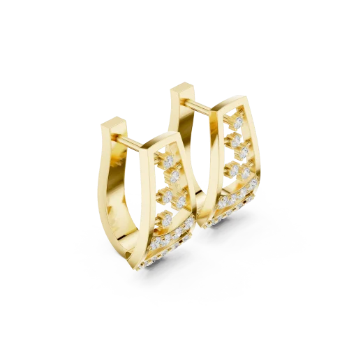 Geometric Silhouette Round Pavé-Set Modern Stud Earrings