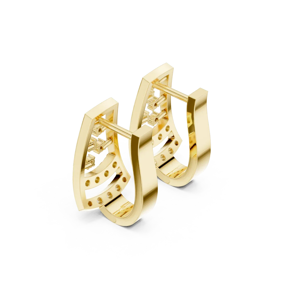 Geometric Silhouette Round Pavé-Set Modern Stud Earrings - Image 3