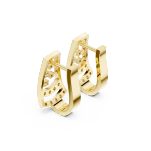 Geometric Silhouette Round Pavé-Set Modern Stud Earrings - Image 3