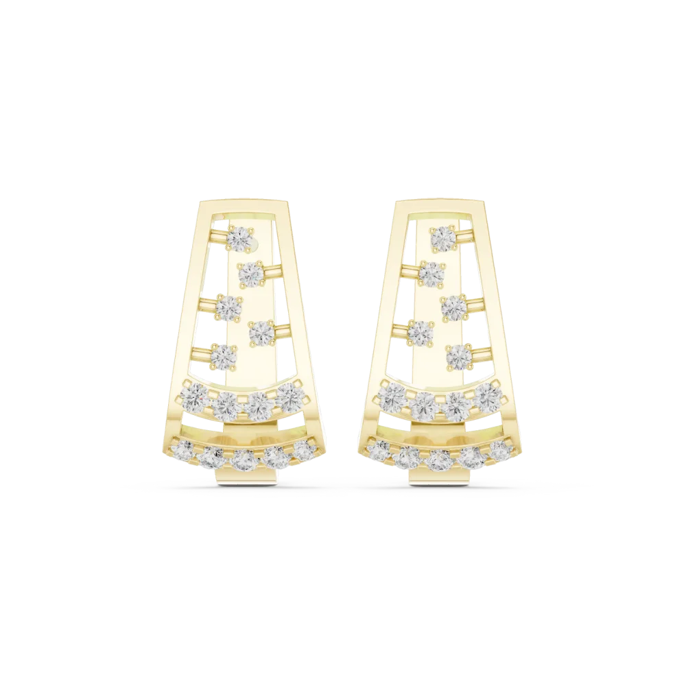 Geometric Silhouette Round Pavé-Set Modern Stud Earrings - Image 2