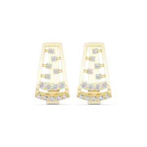 Geometric Silhouette Round Pavé-Set Modern Stud Earrings - Image 2