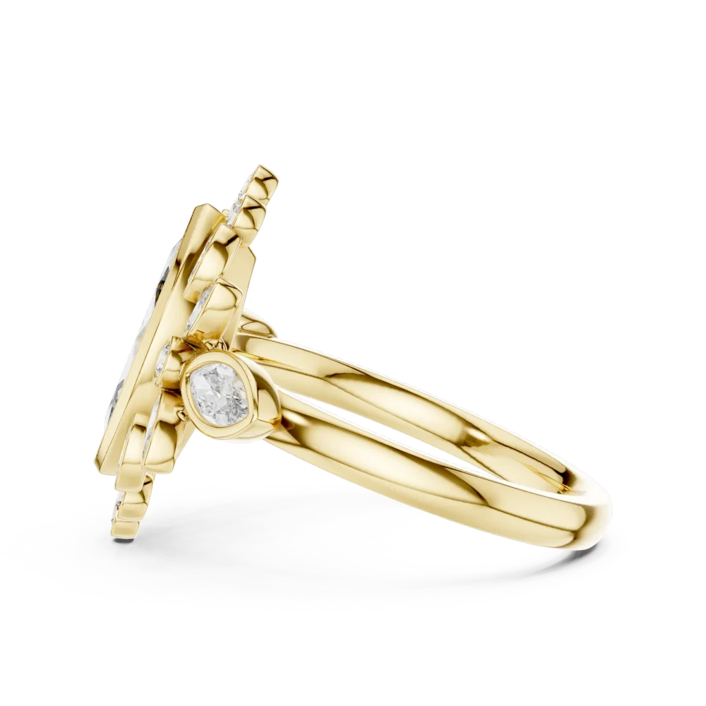 Luminary Marquise Solitaire Geometric Statement Ring - Image 4