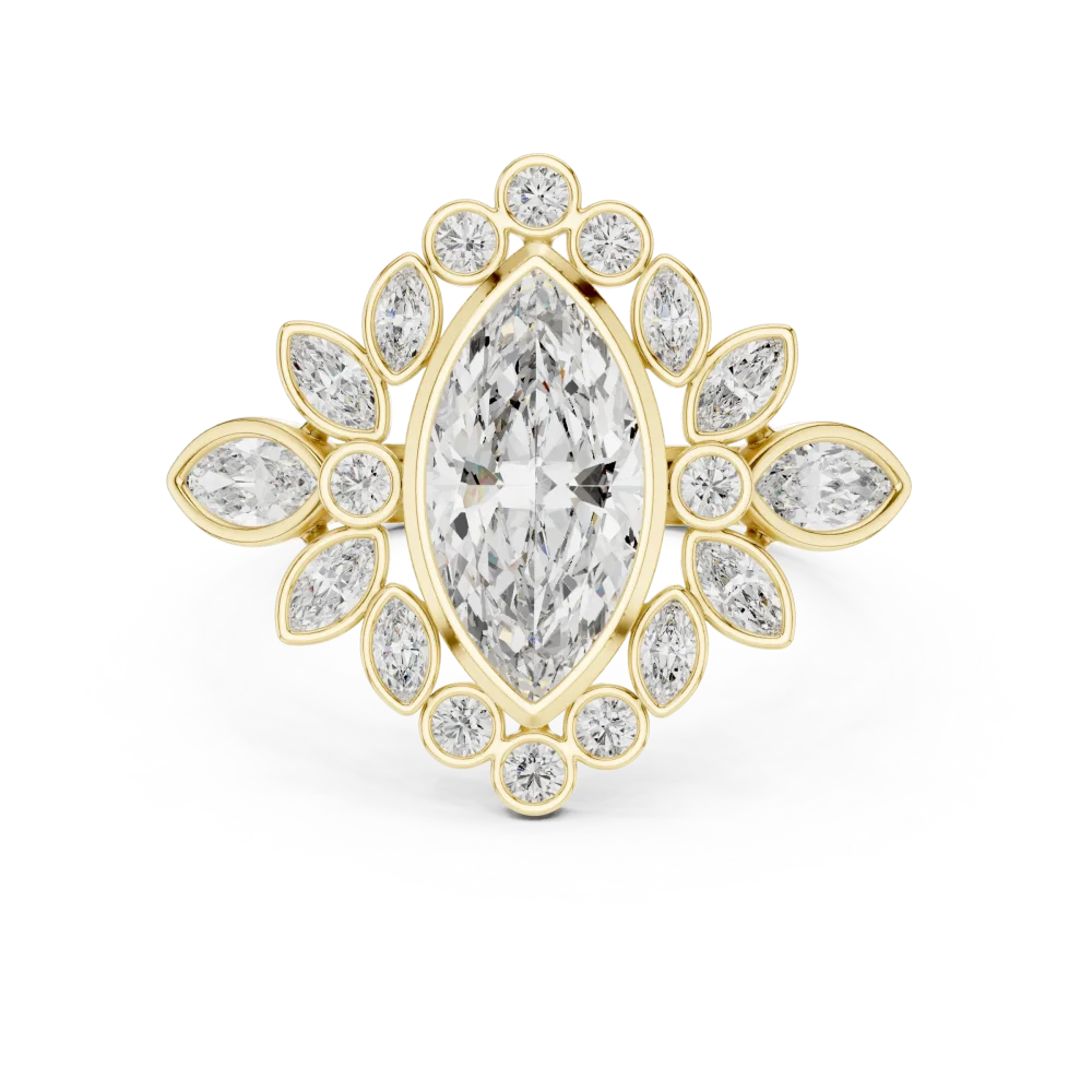 Luminary Marquise Solitaire Geometric Statement Ring - Image 2