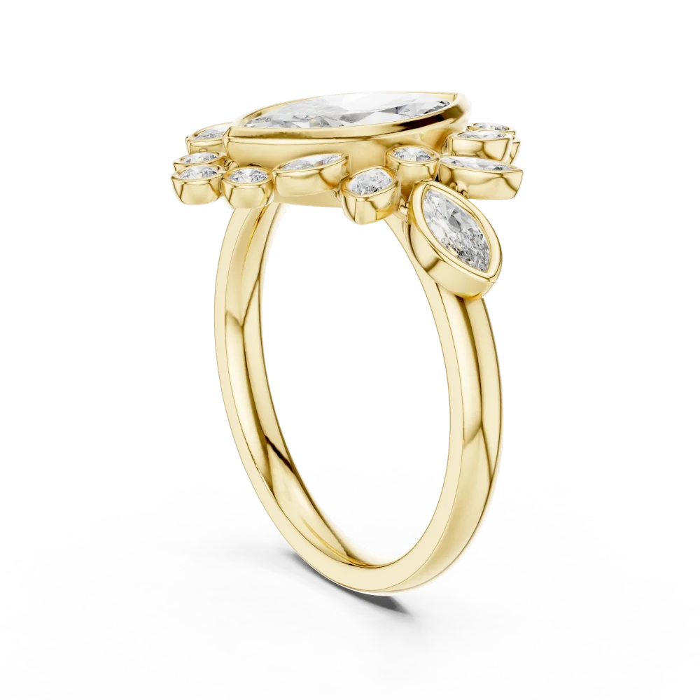 Luminary Marquise Solitaire Geometric Statement Ring - Image 3