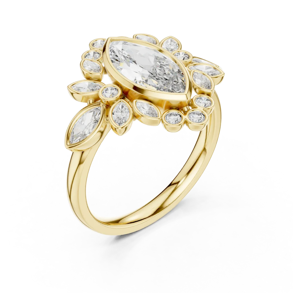 Discover the radiant beauty of our marquise solitaire statement ring. Expertly handcrafted with premium DIAMEUR diamonds. Elevate your style today.
