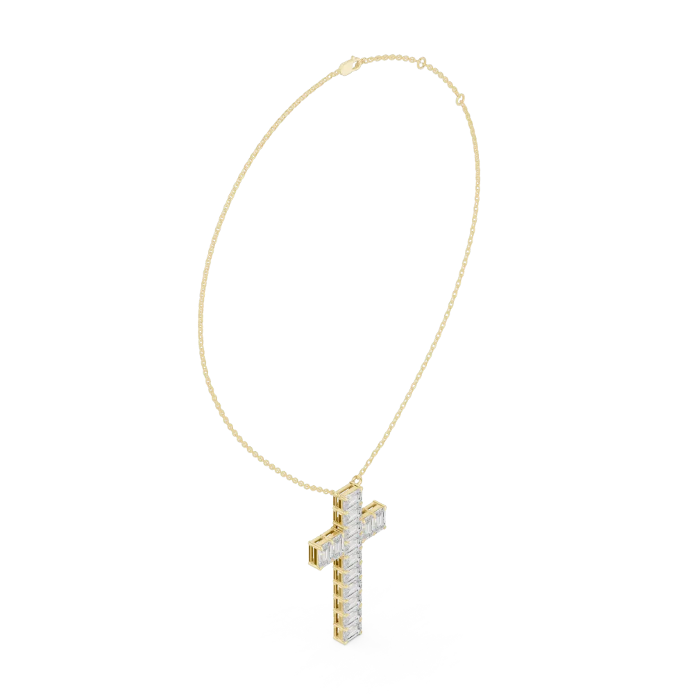 Symmetry Emerald Cut Architectural Cross Pendant - Image 2