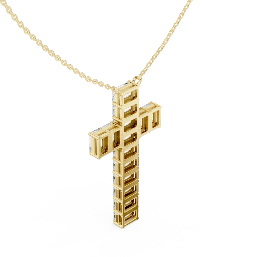 Symmetry Emerald Cut Architectural Cross Pendant - Image 3