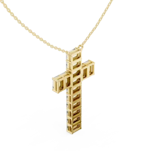 Symmetry Emerald Cut Architectural Cross Pendant - Image 3