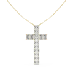 Symmetry Emerald Cut Architectural Cross Pendant